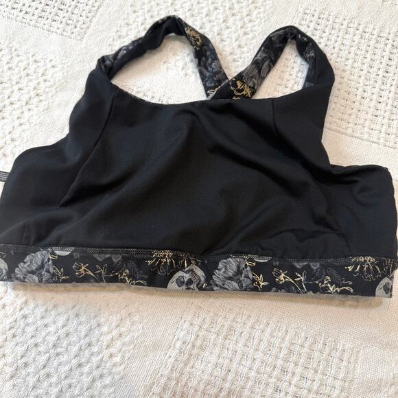 Torrid Active 2 foil floral skull lace inlay low impact sports bra top BC 2693 - Picture 6 of 11